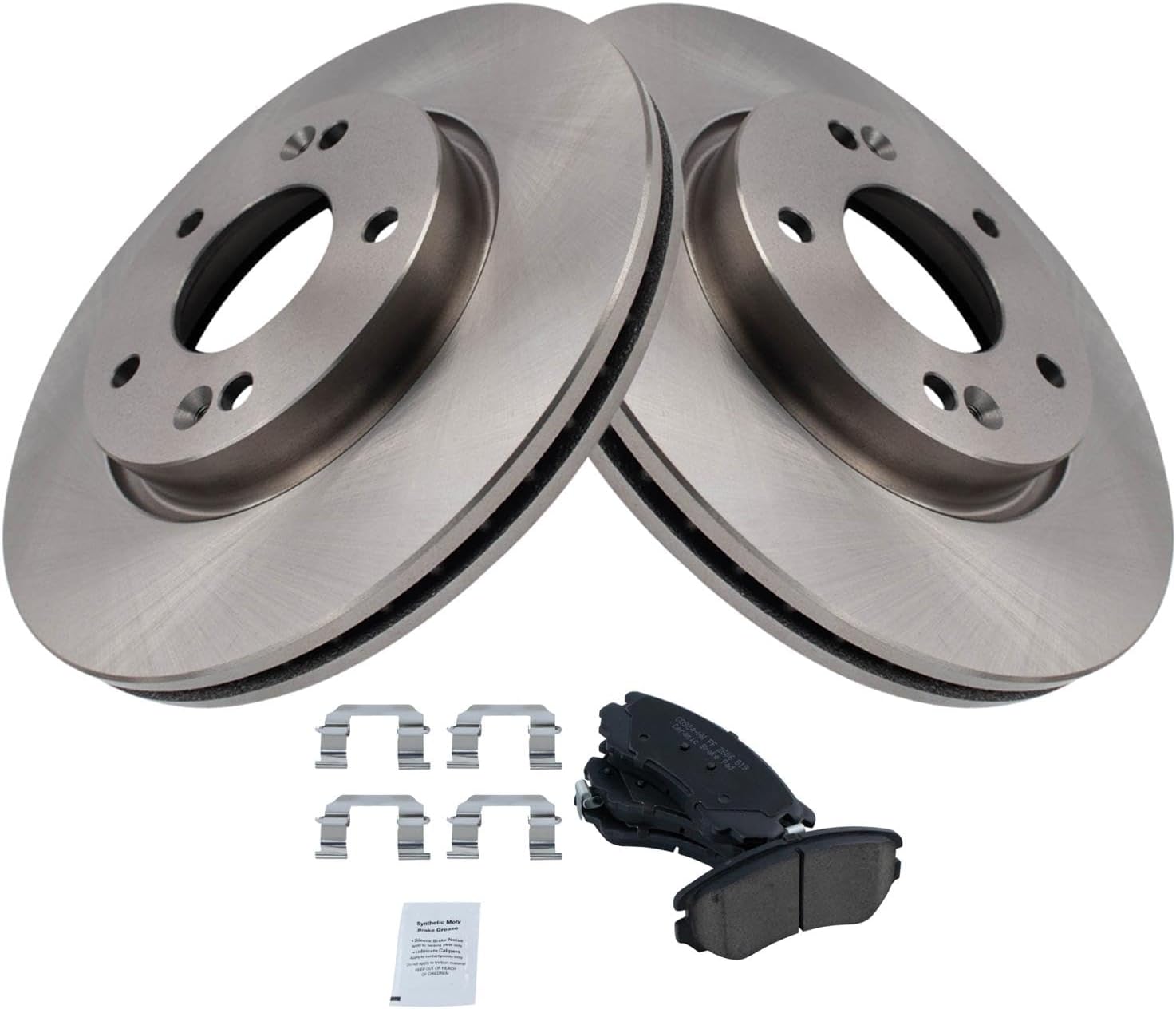 TRQ Front Brake Pad & Rotor Kit Brake Pads Brake Rotor Ceramic Compatible with 2005-2010 Hyundai Sonata 2006-2010 Kia Optima 2012-2013 Soul