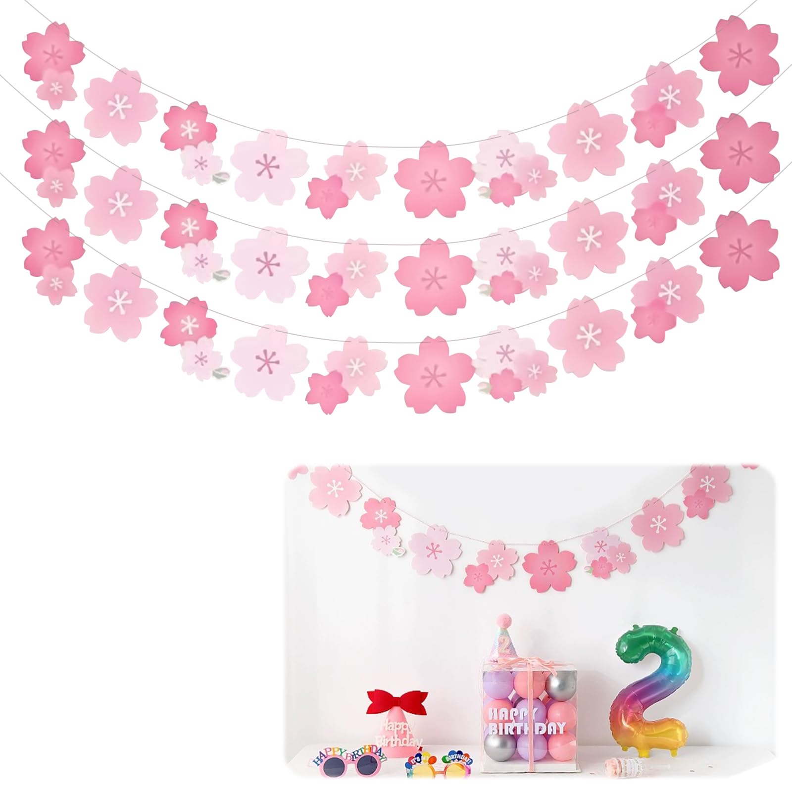 Amazon.co.jp: 桜 ガーランド【3本セット】お花見 さくら 春
