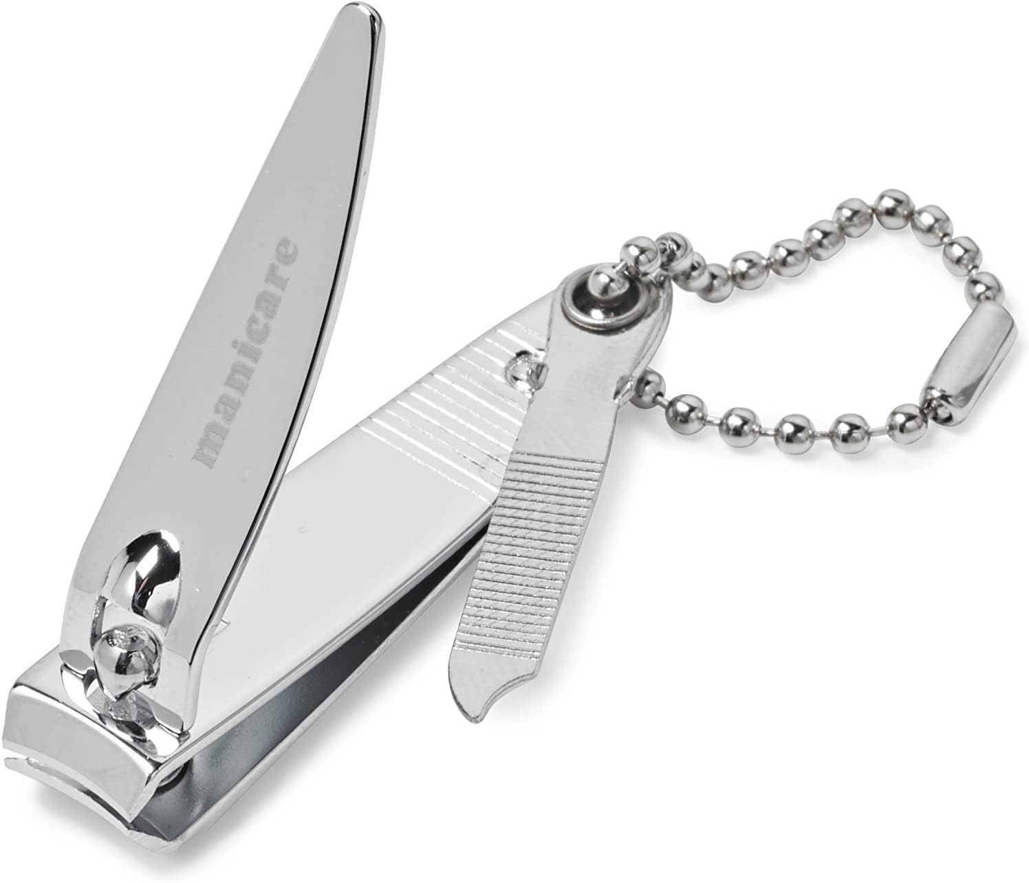 ManicareSmall Nail clipper With File And Chain,Quality Stainless Steel For Precisie Trimming Of Fingernails,Perfect For Handbag Or Travel For Manicures And Pedicures, 5cm Long, 2mm Cut Width