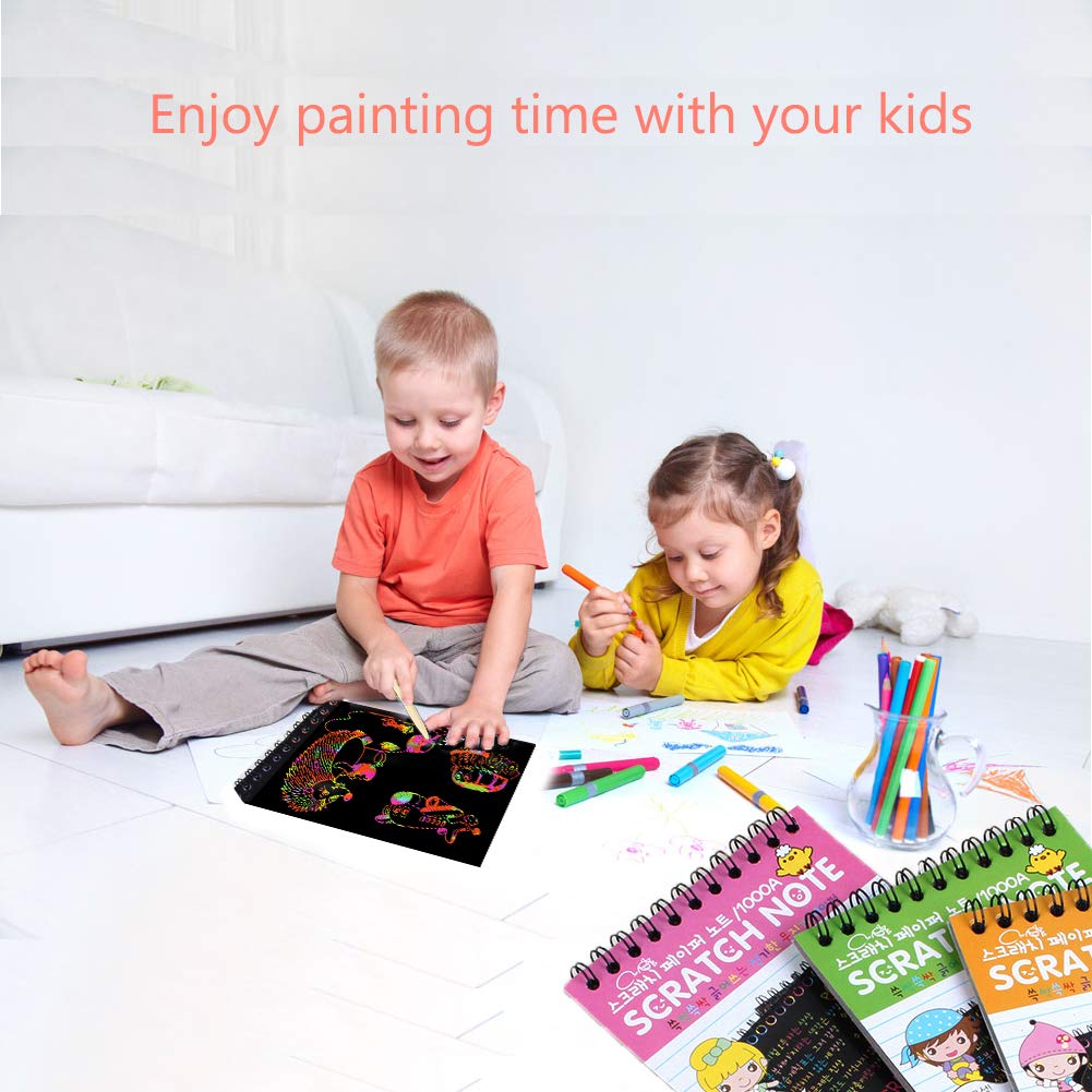 Soumore 8 Pack Scratch Notebooks, Rainbow Scratch Note Combo Art Set