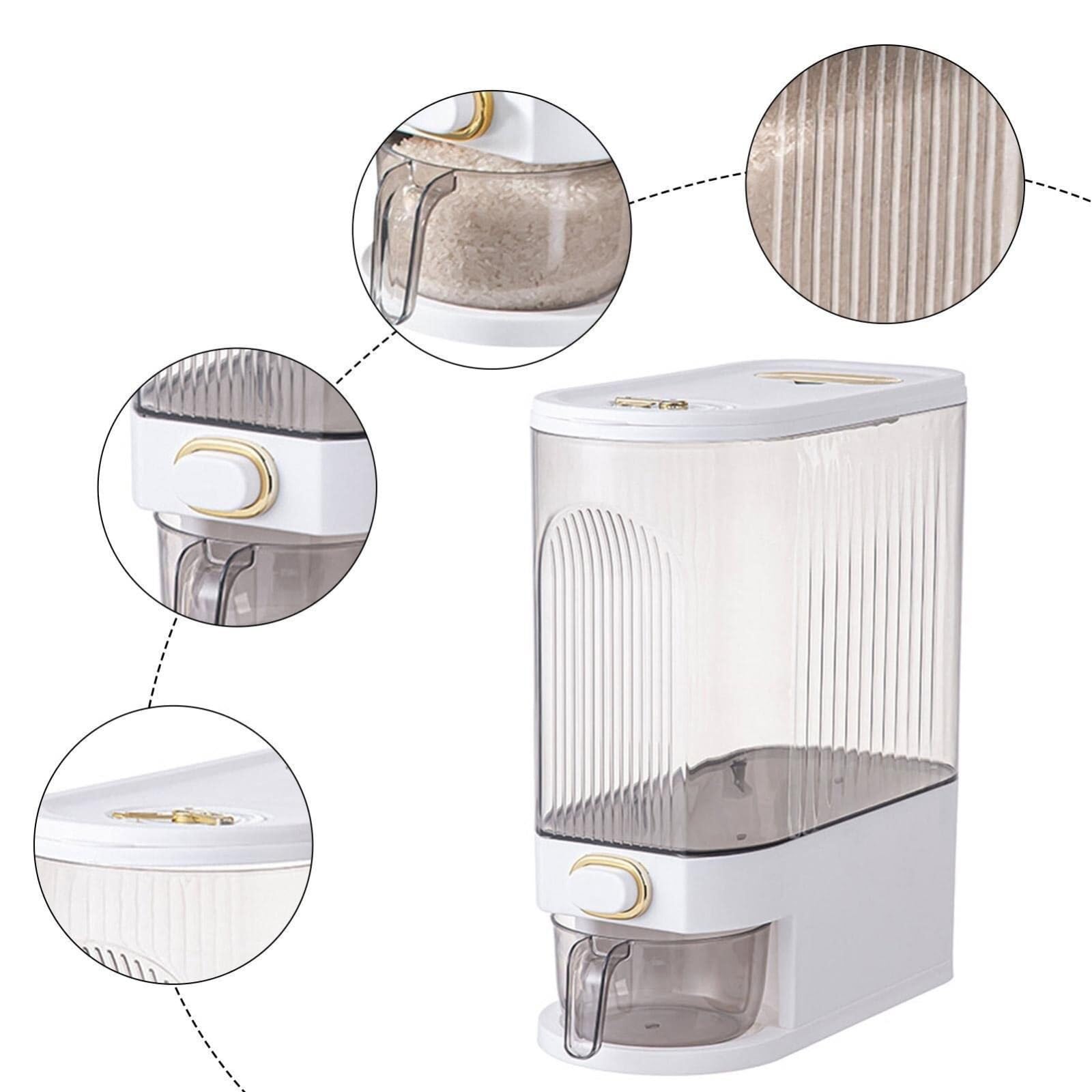 Dispensador De Cereales Para Cocina Dispensador De Almacenamiento De Cereales, Cubo De Almacenamiento, Contenedor De Almacenamiento De Alimentos Con Taza Medidora Recipientes Para Cereales Desayuno(Wh