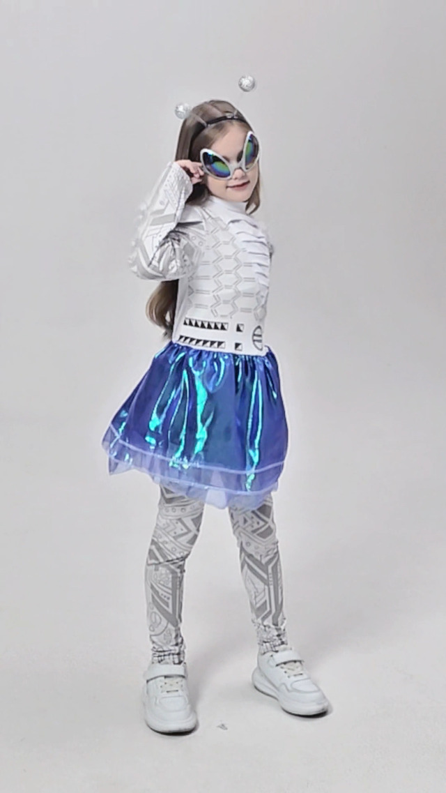 Disfraz infantil robot espacial para niñas miniatura 7