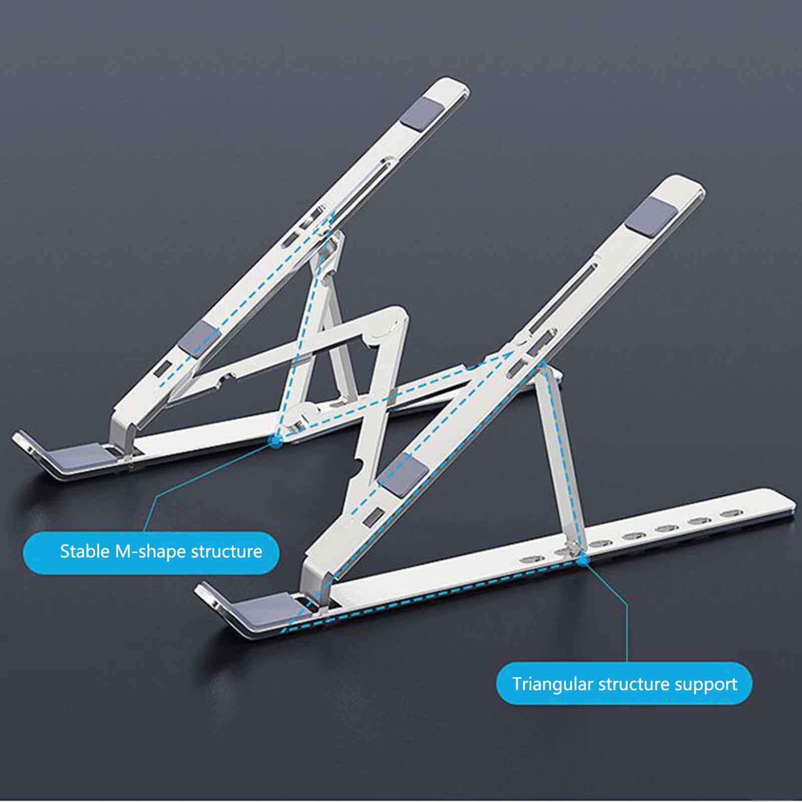 Negro,18.6 * 25.3cm, Soporte Plegable para portátil Ajustable en Altura, Soporte para portátil con refrigeración ventilada, cojín de Silicona Antideslizante Ligero y Compacto