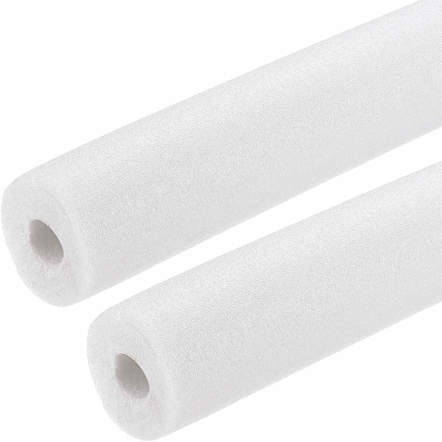 2pcs 1" ID Pipe Insulation Foam Tube, Foam Pipe Tubing Covers 2.56" OD Wrap Roll Bar Tubing 4FT Long - Heat Preservation for Handle Heat Water/Pipe Freeze Protection, White