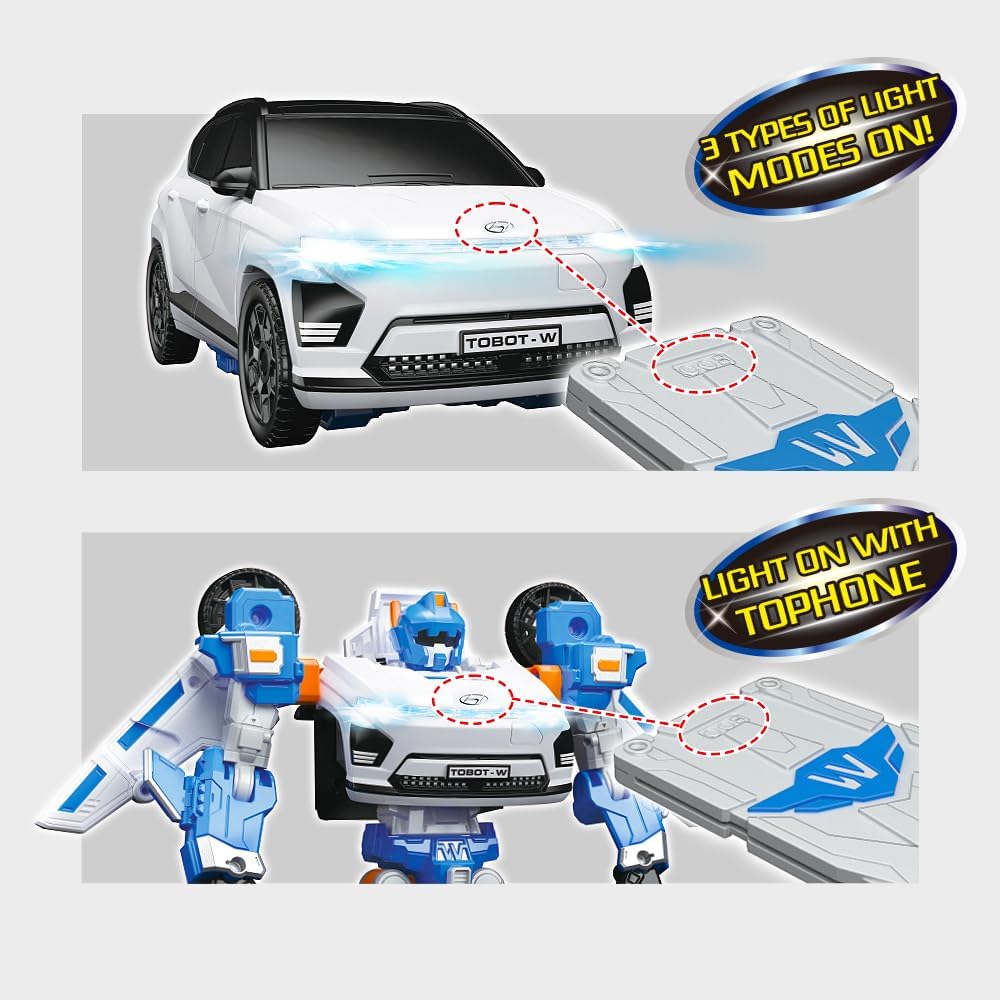 New TOBOT, TOBOT W, Youngtoys Transforming Collectible Vehicle to Robot, Heroes Animation Character Toys for Kids 4 and up Transform Toys Cars, Large Size 9-inch