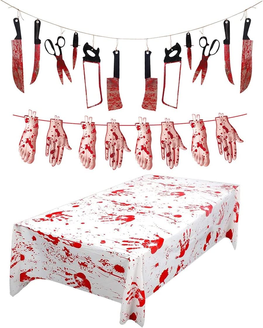 Yitla Halloween Decorations Tablecloth Set - Carnival Party Decor for Indoor and Outdoor - Sale Clearance