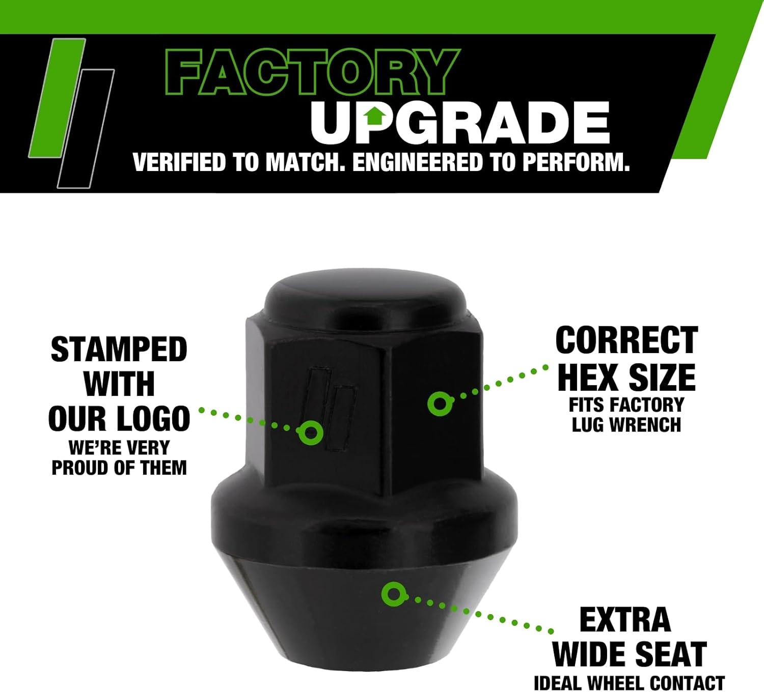 DPAccessories Black Lug Nuts | Compatible Replacement for Dodge Jeep RAM | 6509422AA | for Factory/OEM Wheels Only | Set of 20 | DMO141505F-BK/020