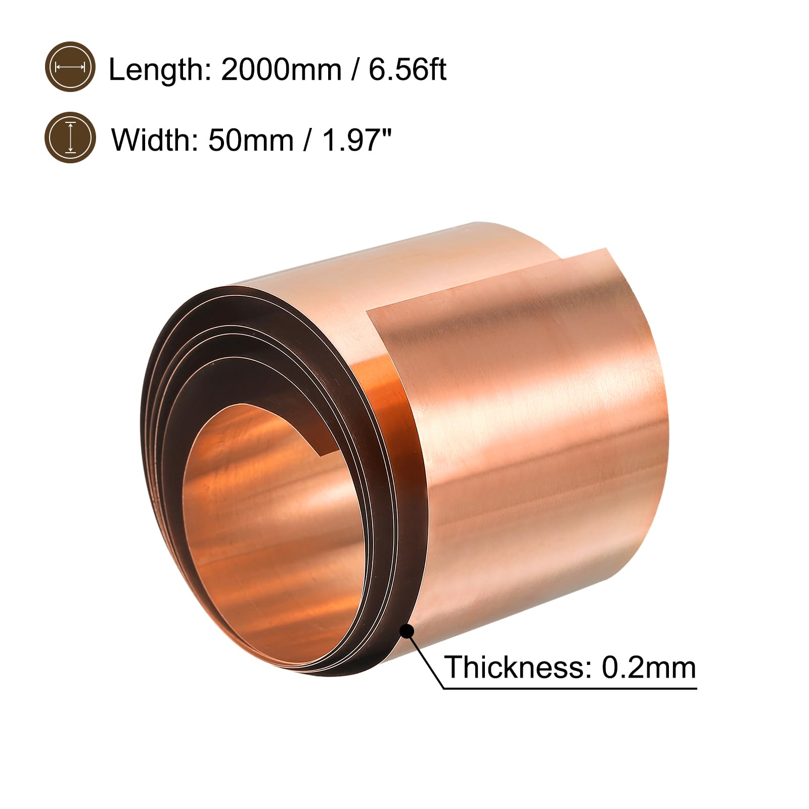 QUARKZMAN Koperplaat 0,3 mm dikte 99,95% zuiver koper grondstoffen rol koperen plaat 3500 mm x 150 mm koperen blad metalen plaat gesneden materiaal rollen voor renovatie decoratie kunst