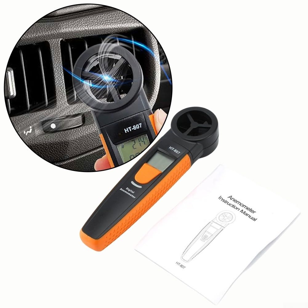 EasyByMall Anemómetro digital HT-807 medidor de viento portátil con pantalla de temperatura, escala Beaufort, detección de viento bajo para deportes al aire libre, prueba de conductos HVAC, diseño