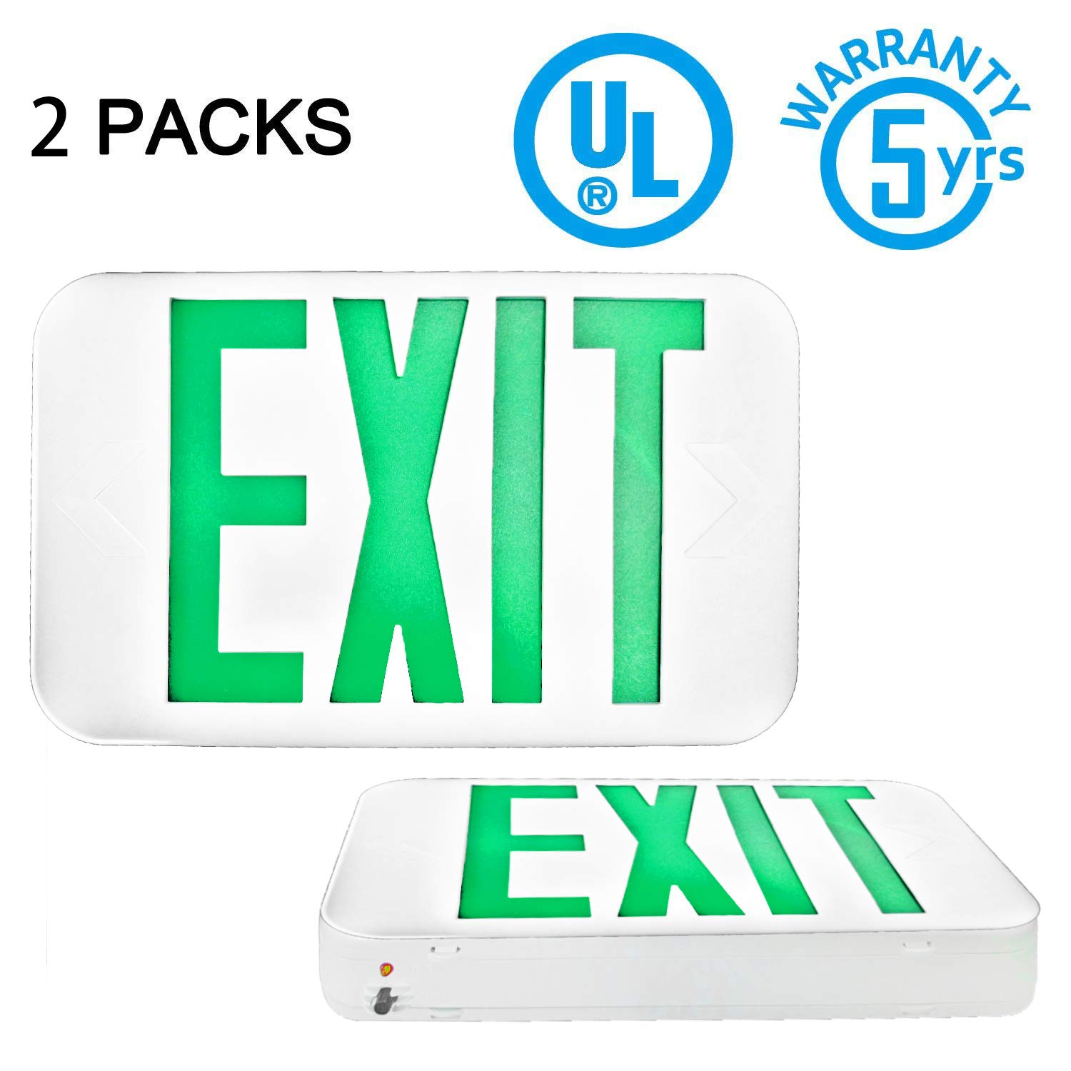 Buy SPECTSUN LED Exit Sign with Battery Backup, Green Exit Light 2