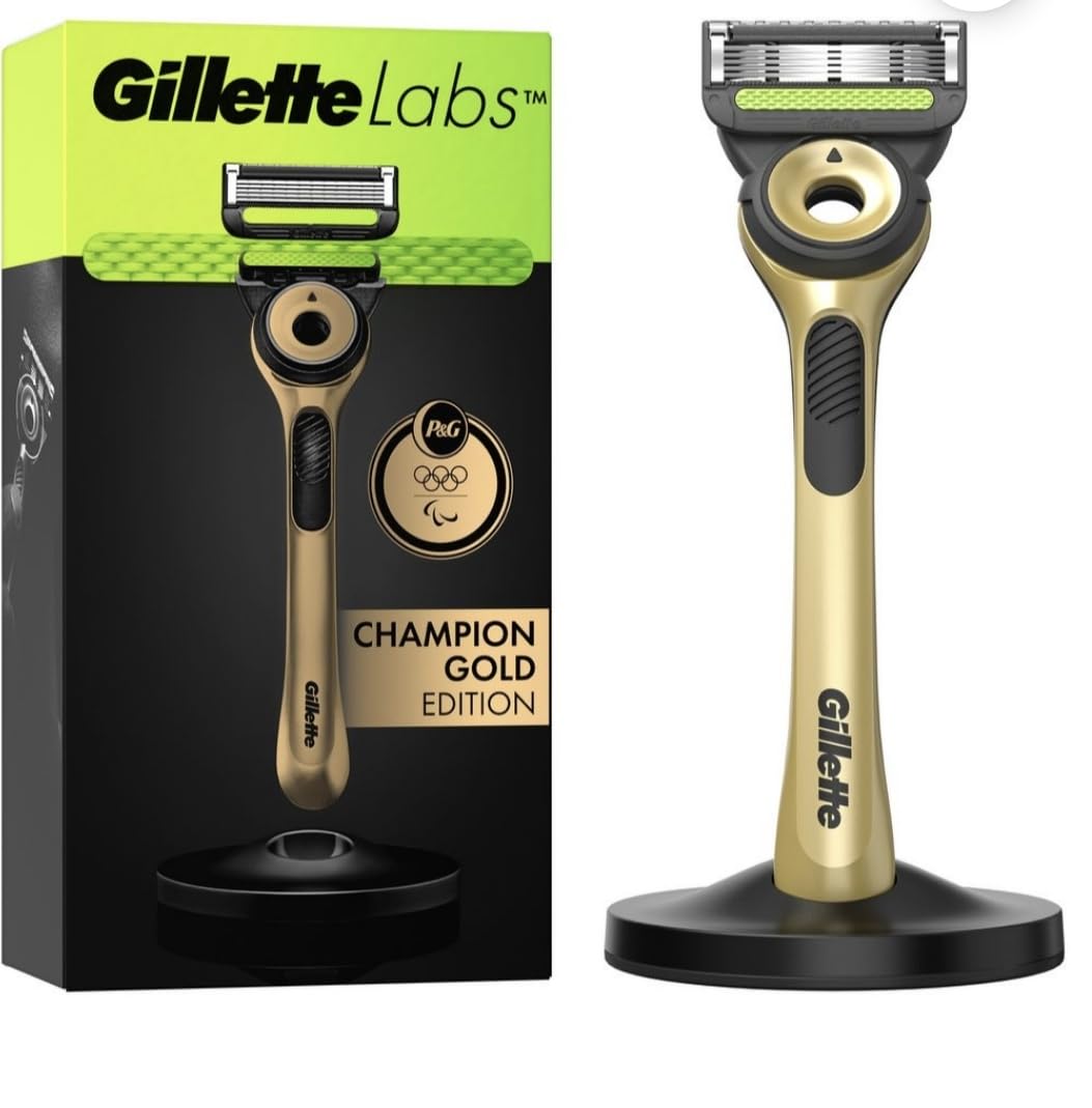 Gillette Labs Men's Razor with Champion Gold Exfoliating Bar, Reusable Handle and 1 Refill Cartridge, GilletteLabs Has 5 Best Blades of the Brand, Comfortable Face Shaving