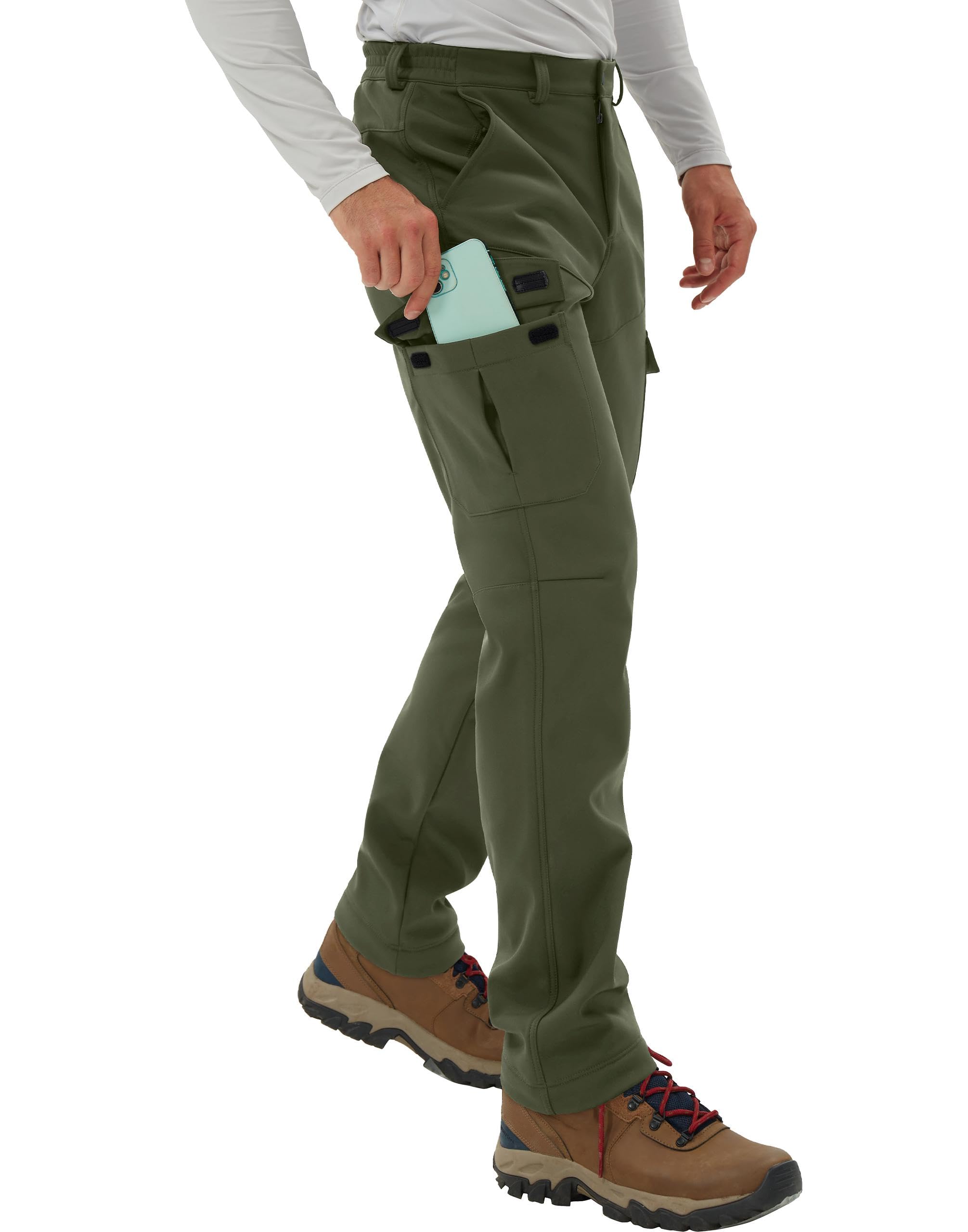 Pioneer Camp Herren Wanderhose Wasserdicht Cargohose Thermohose Atmungsaktive Fleece Gefüttert Winddichte Winterhose Outdoorhose mit 5 Utility Taschen