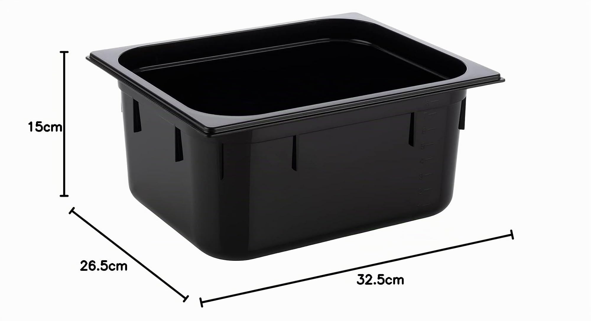 APS 82066 GN 1/2 Depósito Gastronorm de policarbonato, dimensiones 325 x 265 mm/altura 150 mm/volumen 8,9 litros, color negro