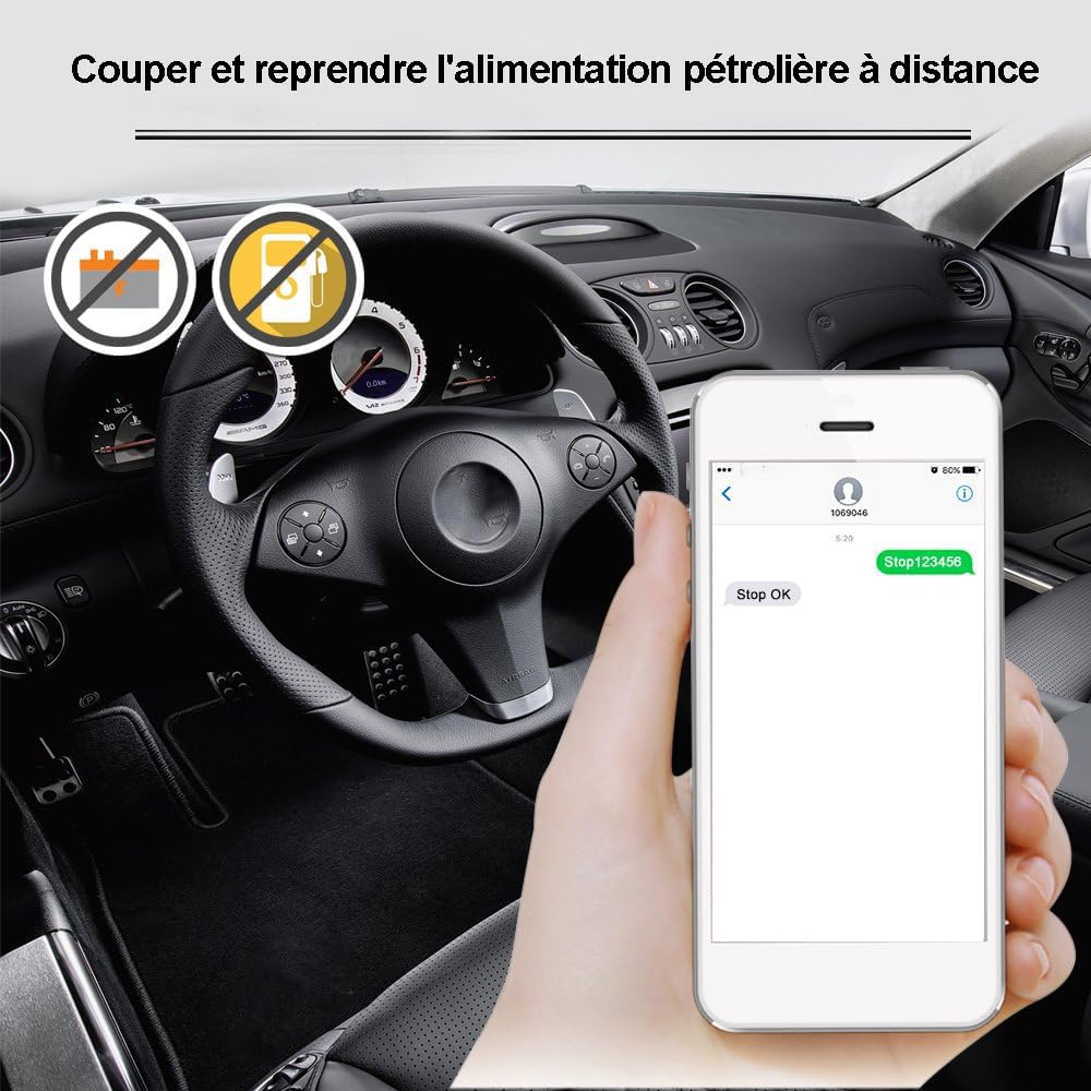 TKMARS Traceur GPS Voiture en Temps réel Anti-Lost Couper et Retourner l'huile à Distance avec ACC Tracker Voiture Peut Afficher l'historique et Définir des Barrières Géographiques 4GTK806