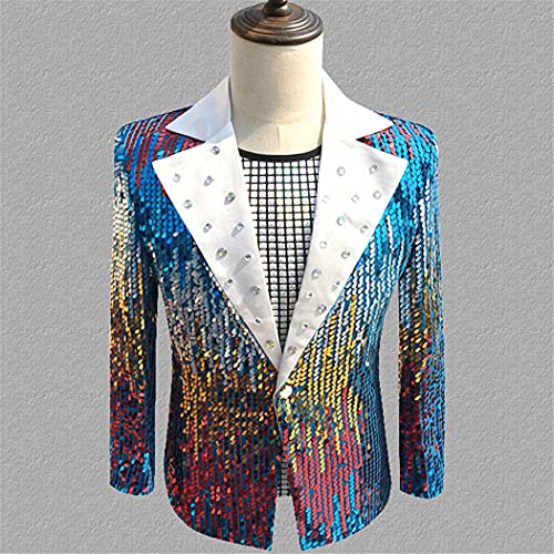 Blazer de smoking ajusté bleu aux finitions pailletées pour célébration chic