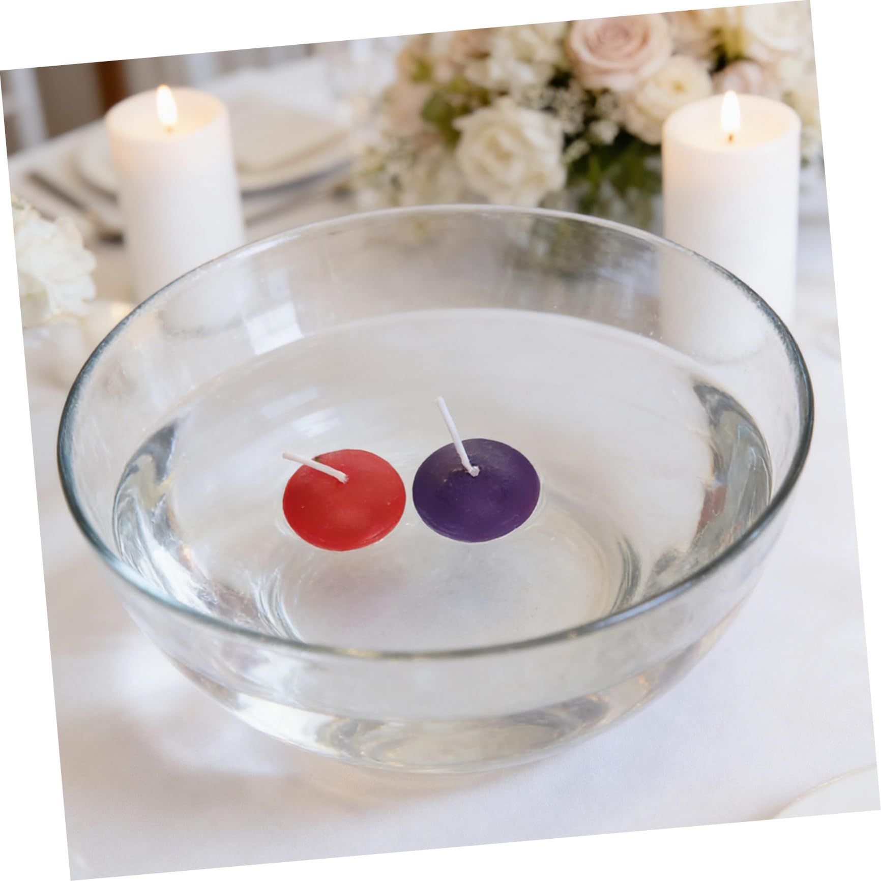 40 Pezzi Candele e Stabilità in Acqua in Paraffina e Cotone Galleggianti Eleganti per Decorazioni Tavolo Matrimonio e Feste Romantiche