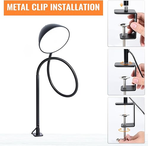 Miniatura 7 de Lámpara de abrazadera, lámpara de escritorio, con abrazadera, 10 W, 1100 LMS, 3 modos de color, 10 niveles de brillo, cuello de cisne flexible de 31