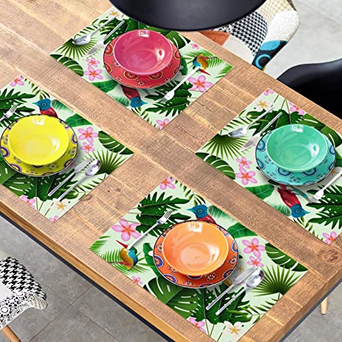 Set de table vert toucan tropical antidérapant grand format rectangulaire x6 - 8