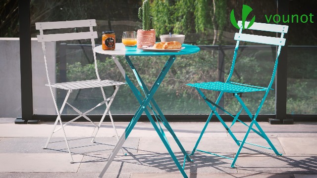 Ensemble Extérieur 1 Table Et 2 Chaises En Acier Et Marbre De Ligne Classique 84325203