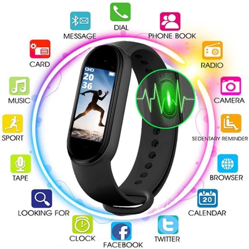 Image of Drumstone (𝐒𝐩𝐞𝐜𝐢𝐚𝐥 𝟏𝟓 𝐘𝐞𝐚𝐫𝐬 𝐖𝐚𝐫𝐫𝐚𝐧𝐭𝐲 M8 Fitness Band Bracelet with Heart Rate Sensor, OLED Bluetooth Activity Tracker, Sleep & Health Monitoring, Call & Message Alerts,
