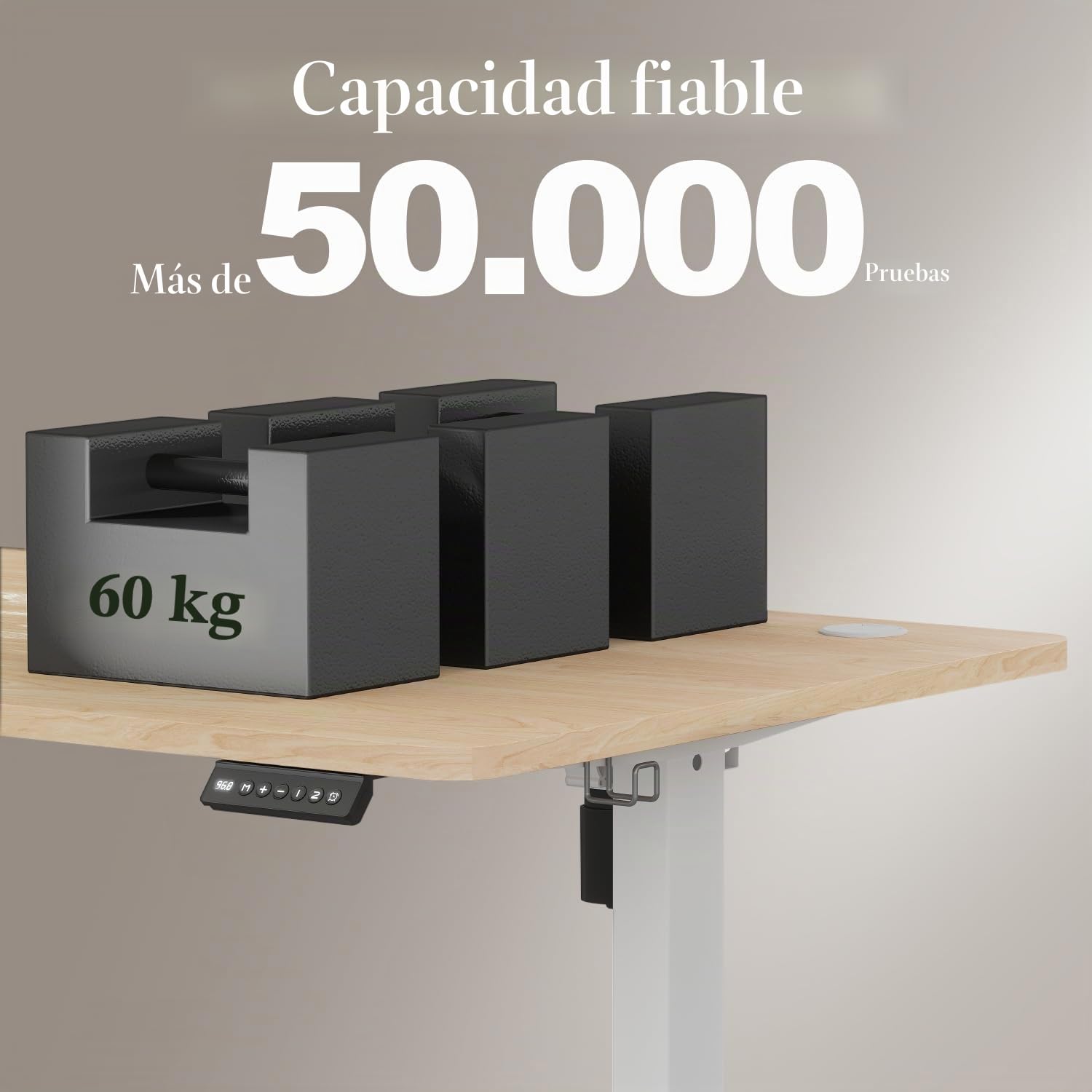 Airfish Escritorio Regulable en Altura con USB, Escritorio eléctrico con función de Memoria, escritorios eléctrico Regulable en Altura 73-118cm,100x60cm,Beige