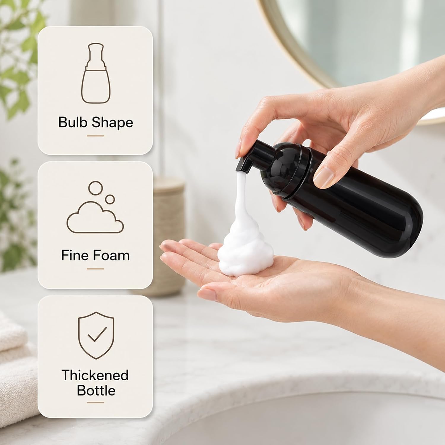 Foam Pump Bottle 2oz Empty Travel Foaming Pump Dispenser