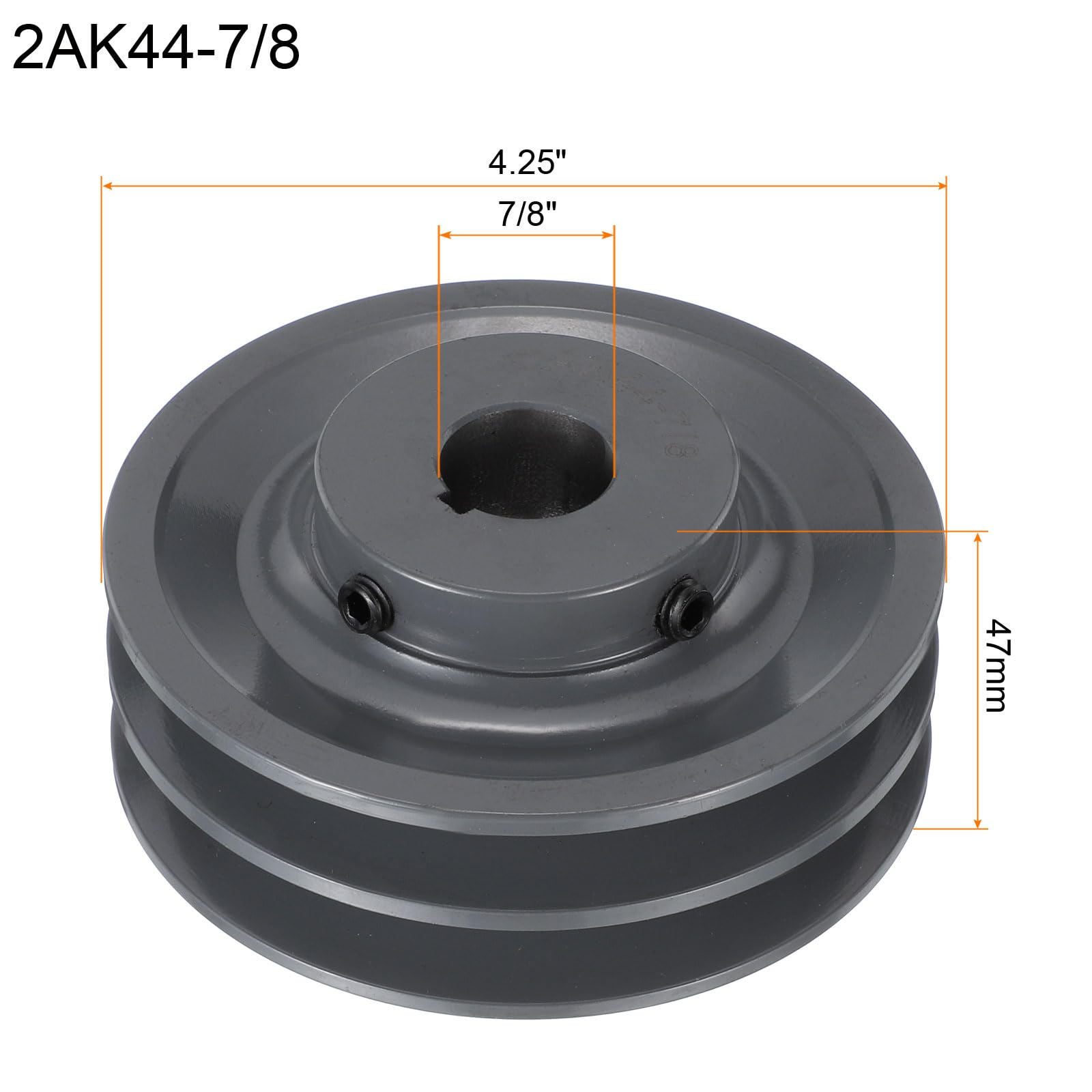 QUARKZMAN 2AK44-7/8 Puleggia A V 7/8" Foro 4.25" Diametro Esterno Doppia Scanalatura Puleggia Con Anima Forata Su Misura Ghisa Sezione Cinghia Per Cinghia 4L O A