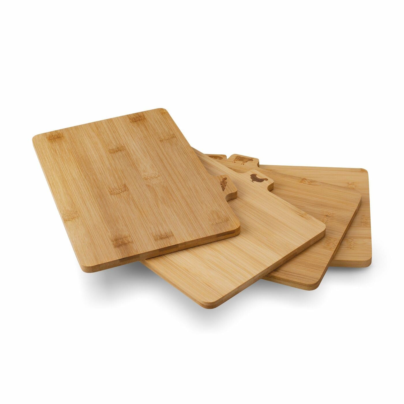 Juego de 4 tablas de cortar con soporte de cedro, un juego de tablas de cocina de bambú en un soporte de metal negro, tabla de cortar