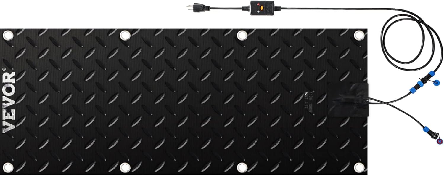 review VEVOR 10in x 30in PVC Heated 6ft Power Cord Snow Melting Mat, Black