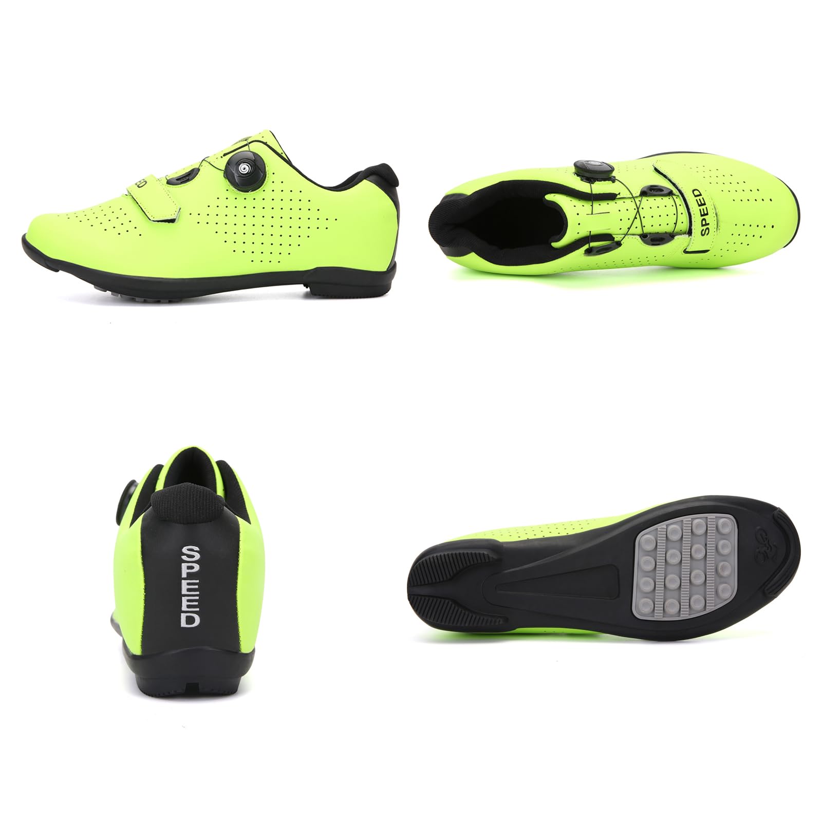LZQpearl Trampki Rowerowe, Górskie Trampki Rowerowe I Szosowe Z Gumową Podesztywą Buty Rowerowe Bez Blokady System Sznurowania Szybkie Obrót Yellow, 45