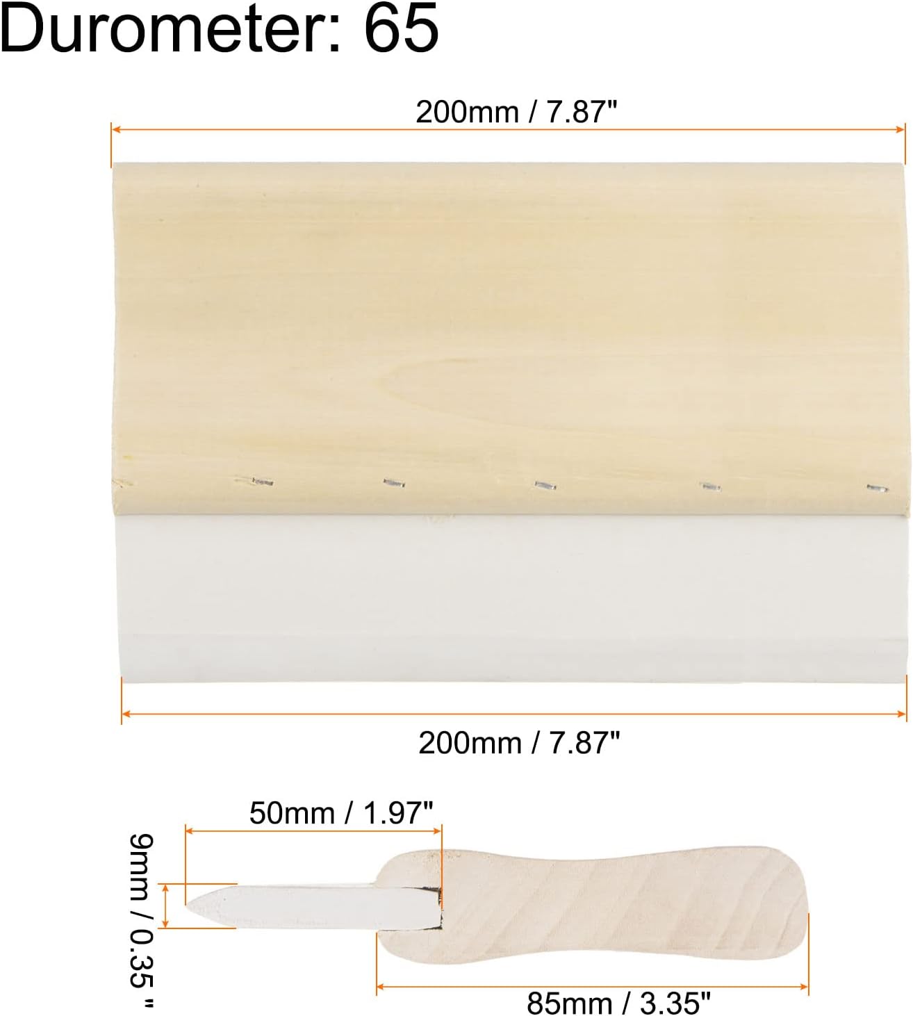 HARFINGTON Screen Printing Squeegee 8 Inch 65 Durometer Rubber Blade Wooden Handle Ink Scraper for Screen Printing Fabric Printmaking