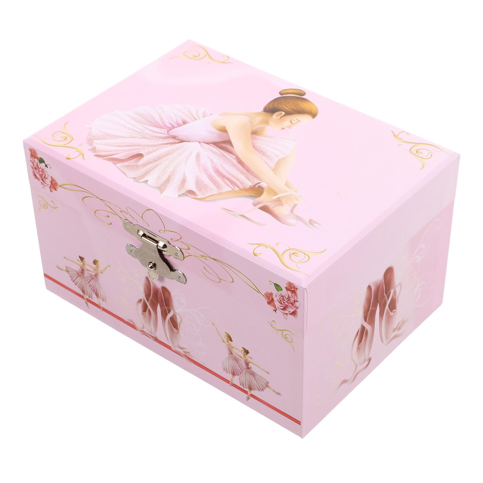 Didiseaon Caja de Música y Compartimentos para Joyas con Bailarina Giratoria para Niñas Diseño Elegante en Rosa, Funcionalidad Musical Adecuado para Habitación Infantil