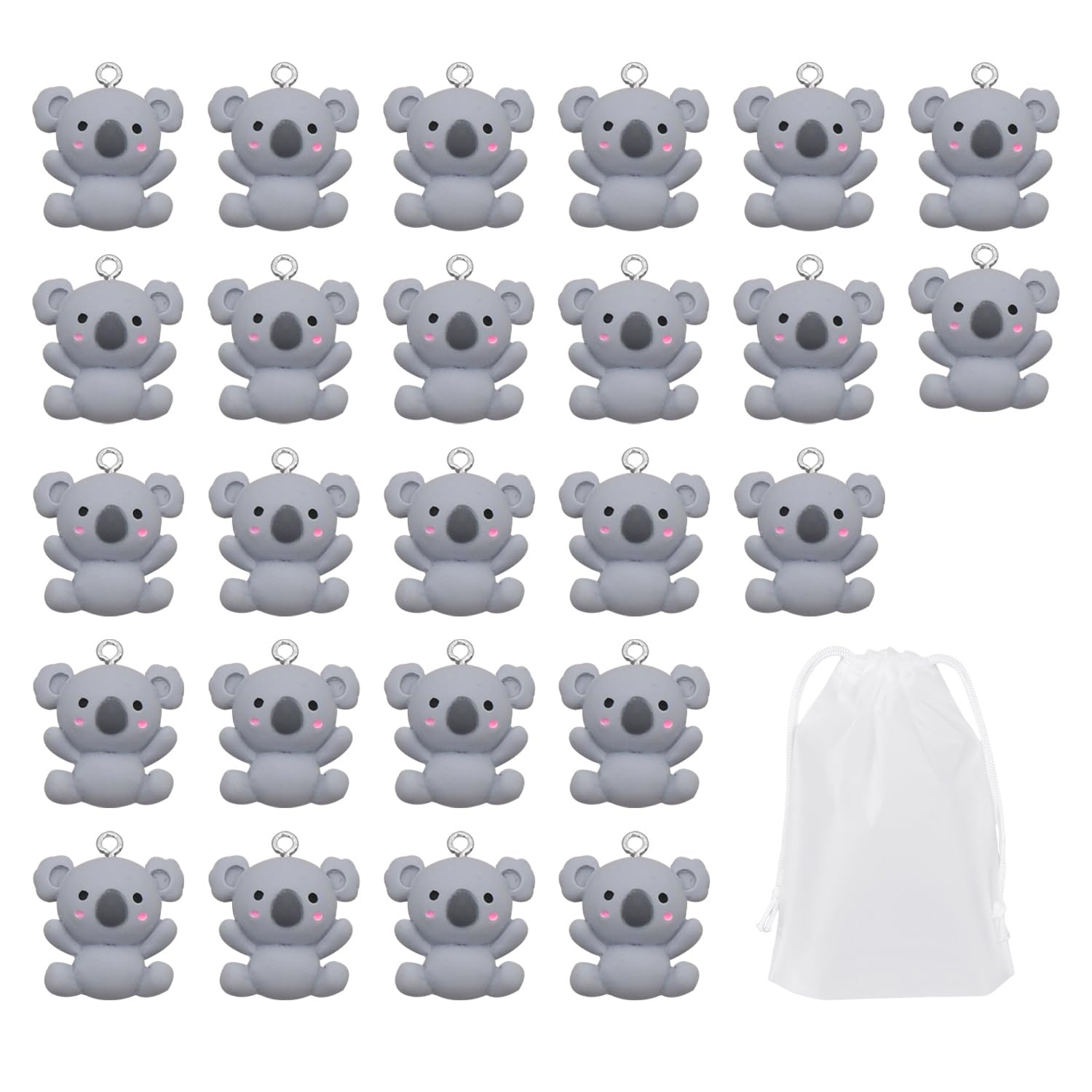 Wufgwbd Grey 25 Koala Pendants, 1 Storage Bag, Cute Cartoon Pendants, Diy Jewelry Accessories, Creative Jewelry Pendants