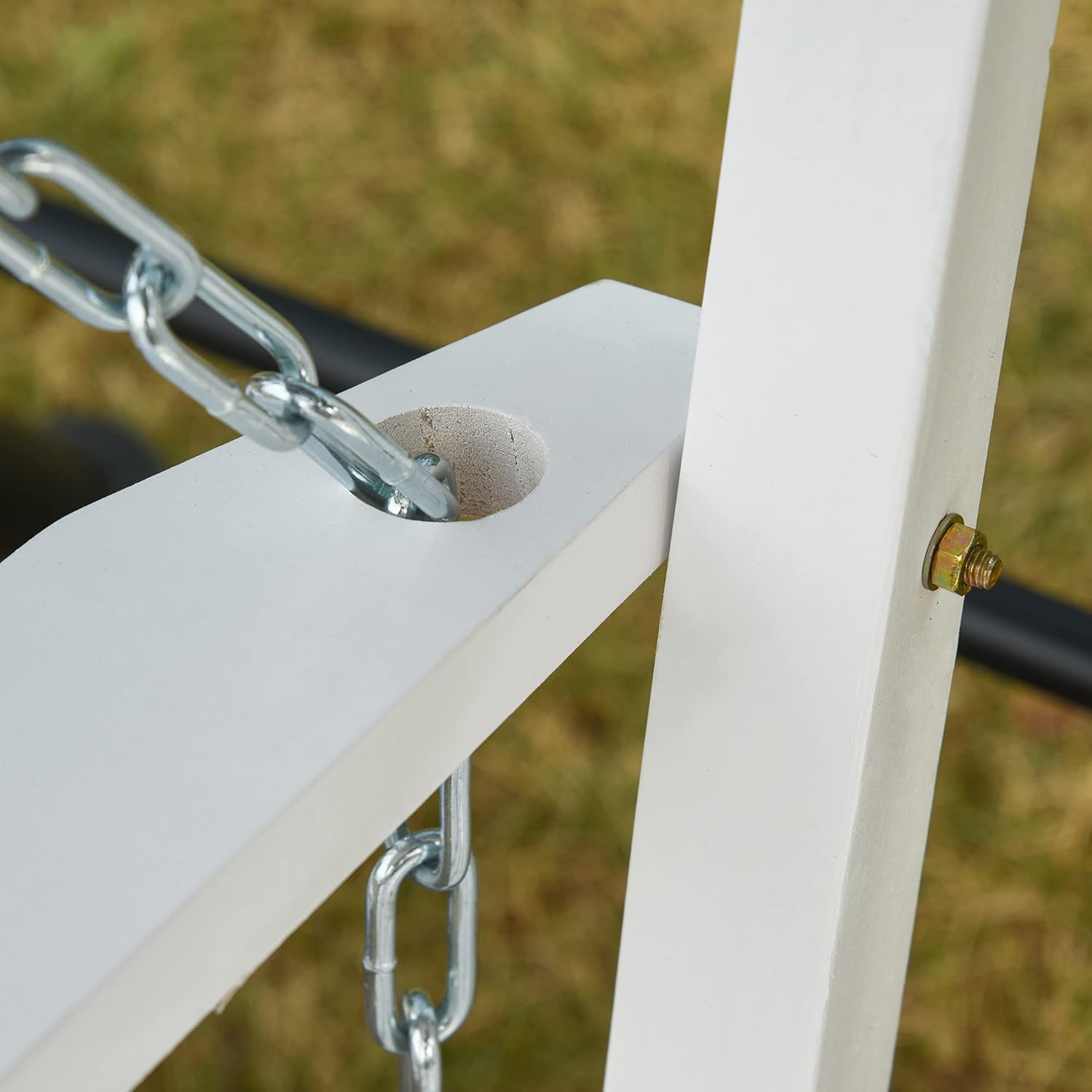 Close-up of chain attachment point