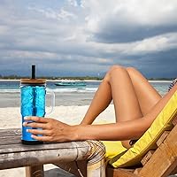 Vista 6 de ALINK Vasos de vidrio con tapas y pajitas, vaso de 24 onzas con asa, funda de silicona, puntas, cepillo, tazas de café helado reutilizables