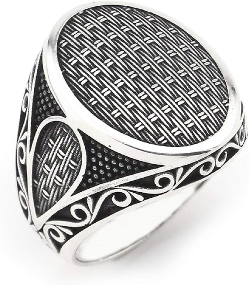 Turkish Ottoman Jewelry New Braid Touch Motif 925K Sterling Silver Men's Ring