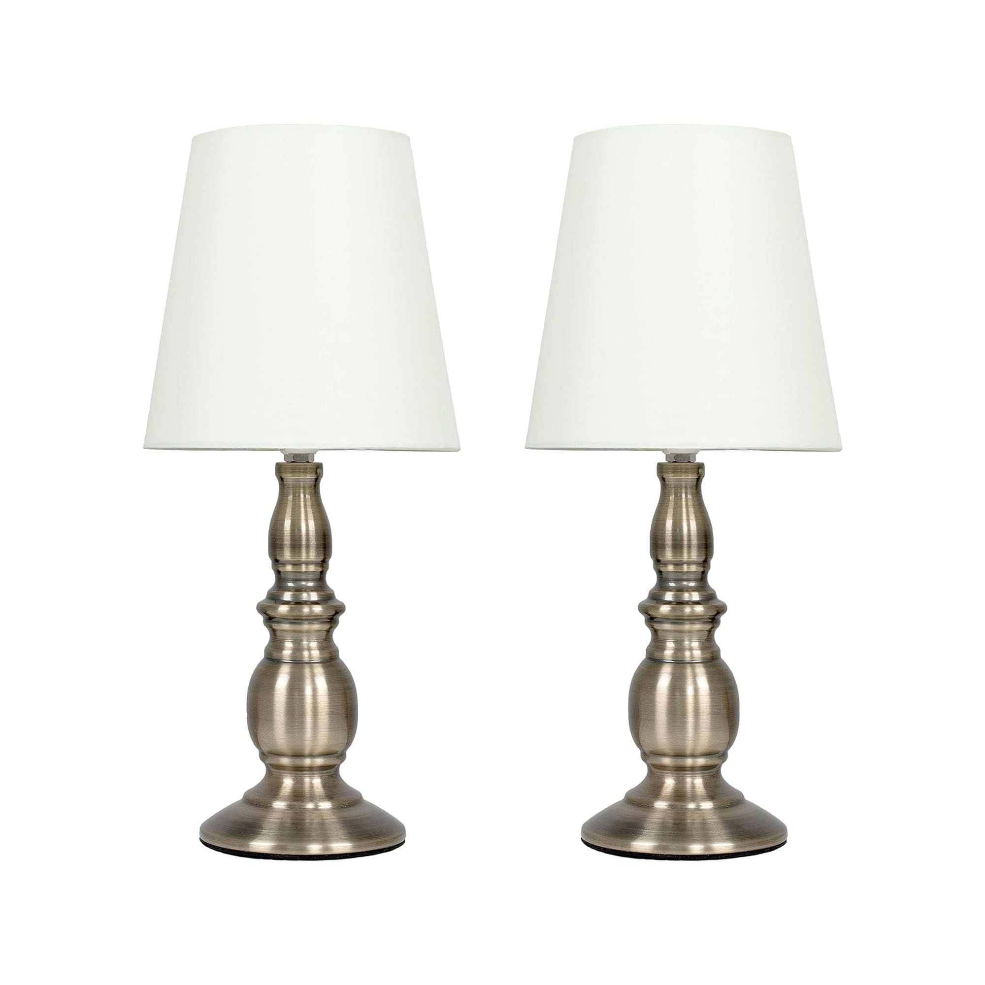 MiniSun | Antique Brassed Touch Table Lamps with Cream Shades | Table Lamps, Home Décor & Improvement Essential | Set of 2