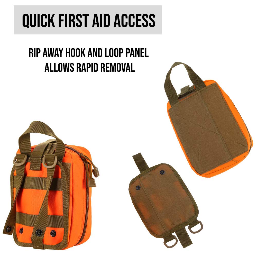 ASA TECHMED Tactical Military MOLLE EMT First Aid IFAK Utility Medical Pouch Plus Free EMT Shears (Orange)