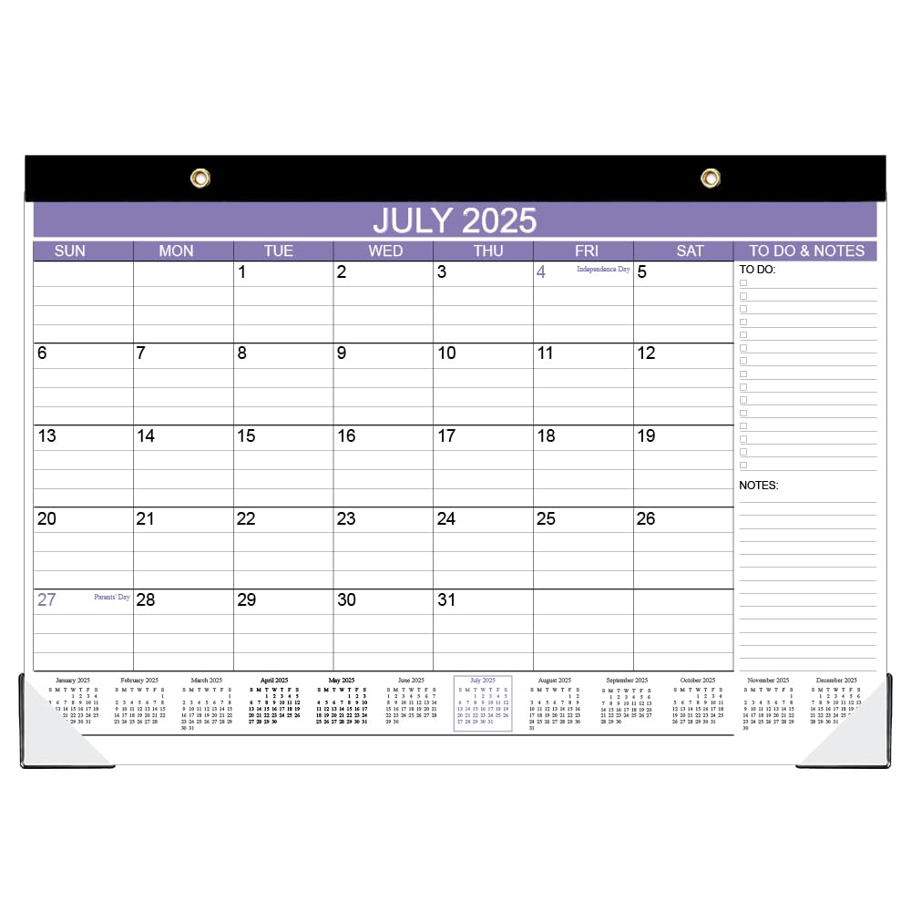 2025-2026 Desk Calendar - 15 Months Calendar from October 2025 - December 2026, Desk Calendar 2025-2026 with to-do List, 12" x 17", Purple