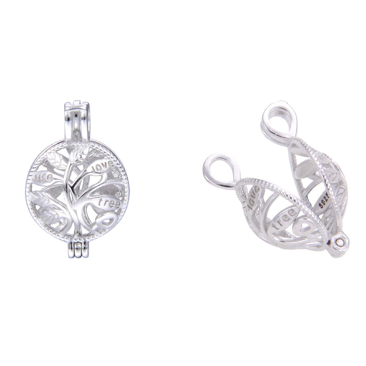 1pc Adabele Authentic 925 Sterling Silver Love Tree of Life Bead Cage for 4-6mm Bead Pendant Drop Link Jewelry Making SS389