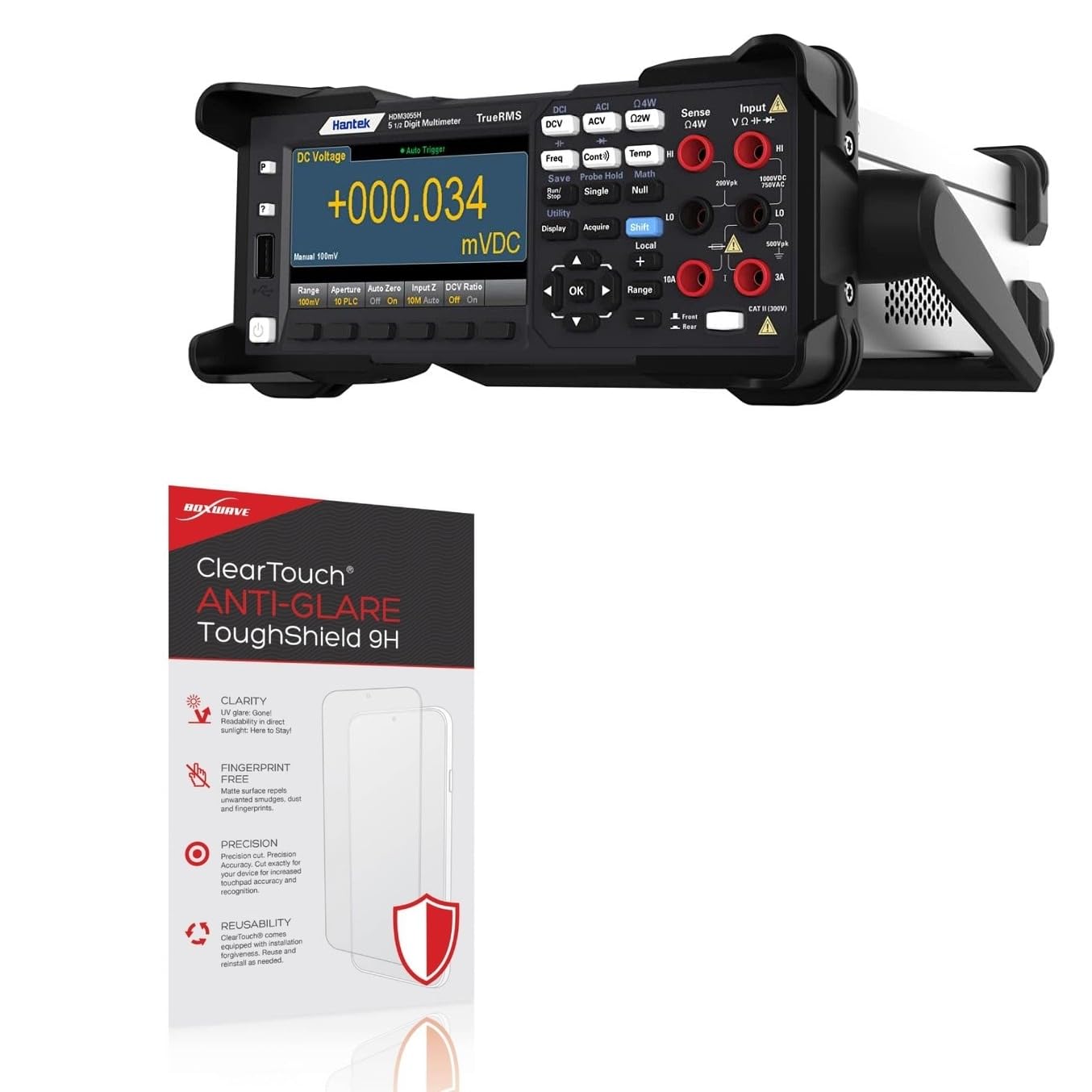 BoxWave Screen Protector Compatible With Hantek HDM3055B - ClearTouch Anti-Glare ToughShield 9H (2-Pack), Anti-Glare 9H Tough Flexible Film Screen Protector