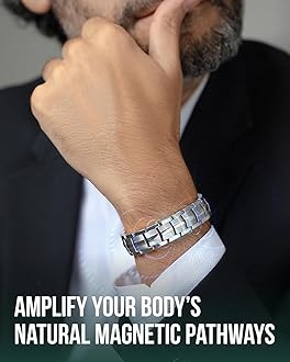 MagnetRX® Magnetic Bracelets for Men - EllipseMAX 5X Strength 5,000 Gauss Magnets - Designed in USA & Patent Pending - Premium Titanium Mens Magnetic Bracelet & Adjustable Length (Silver)