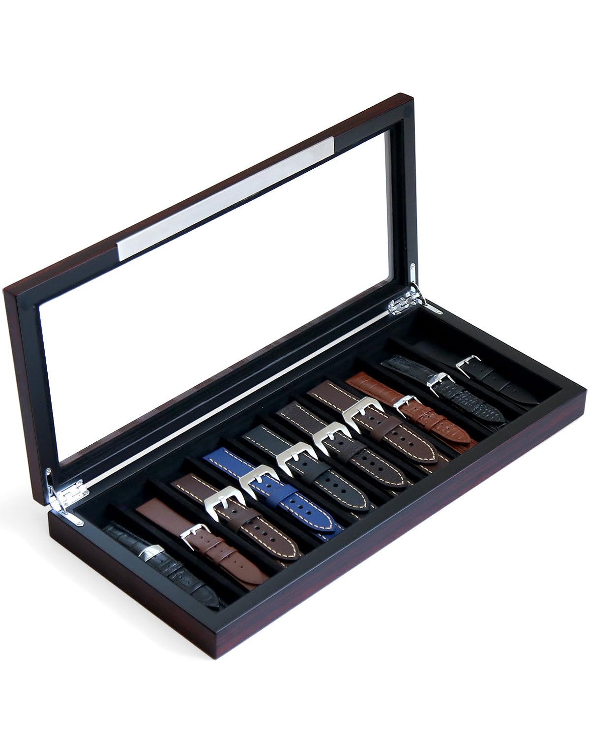 Funda para correa de reloj, organizador de correa de reloj con 10 ranuras, soporte de madera para correa de reloj para regalo de h