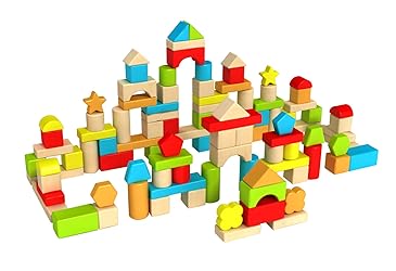 Fat Brain Toys Timber Blocks - 100 Piece Wooden Block Set - Classic Preschool Toy