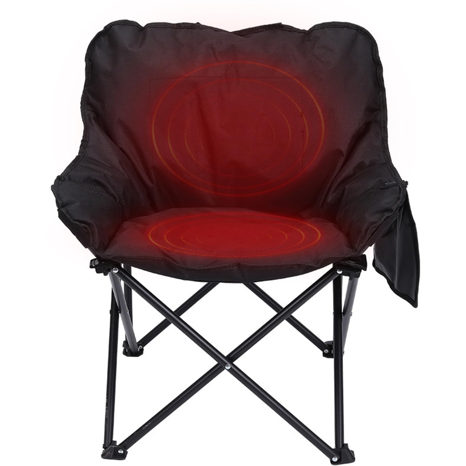 WDDEYYDS Heated Folding Garden Chairs - USB Heated Portable Chairs With Cup Holder - For Outdoor Sports, Fishing, Picnic - Black
