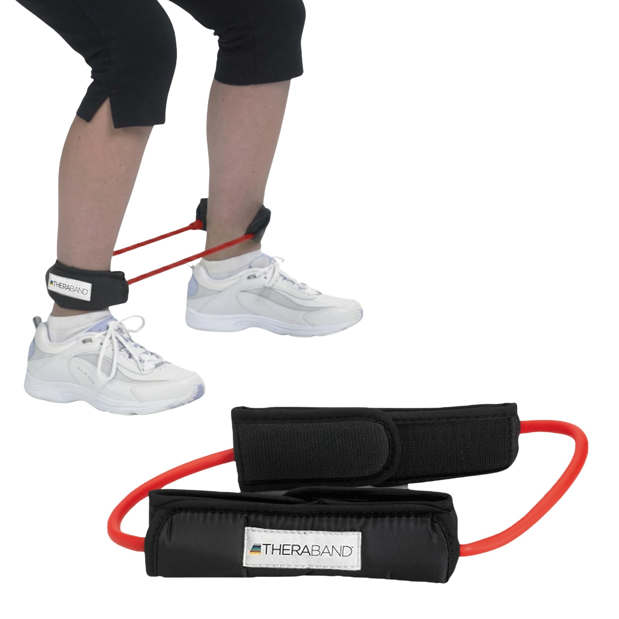 THERABAND Resistance Tubes, Professional Latex Elastic Tubing for Physical Therapy, Lower Pilates, at-Home Workouts, and Rehab, 12 Inch with Padded Cuffs, Red, Medium, Beginner Level 3-image-33