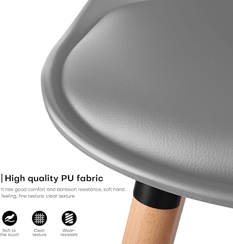 Miniatura 6 de RêveLife Juego de 2 taburetes de bar de 29 pulgadas con respaldo, taburete tapizado de piel sintética resistente con patas de haya y reposapiés de