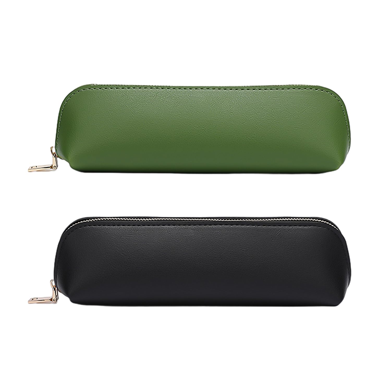 MEMOFYND 2 estuches de cuero, estuche delgado, estuche pequeño, estuche pequeño ultrafino, bolsa de almacenamiento pequeña, bolsa de cosméticos (verde, negro), verde, Estuche para