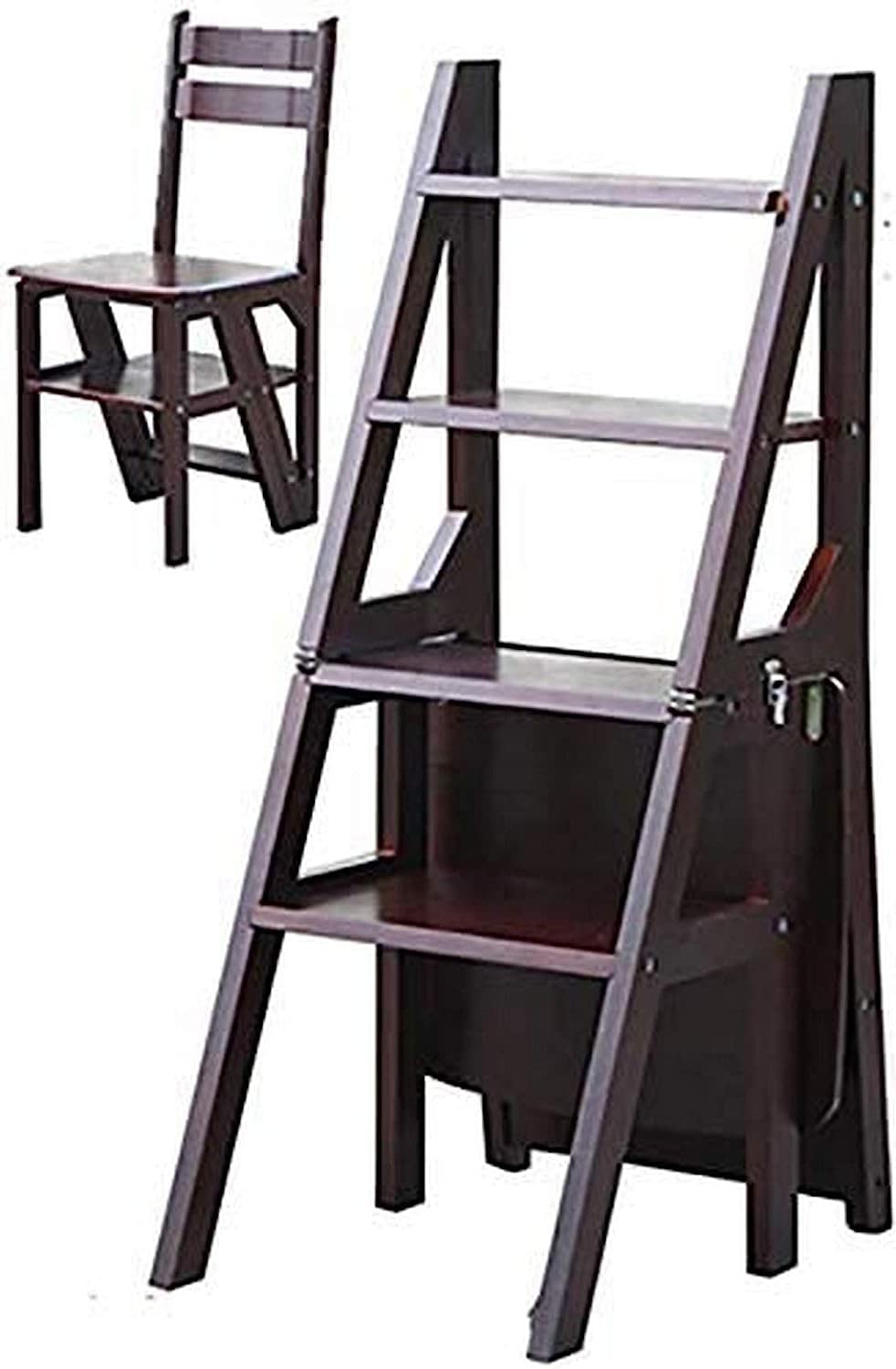 Tabouret escabeau en bois massif 3 marches pliant multi-usage pour maison et cuisine