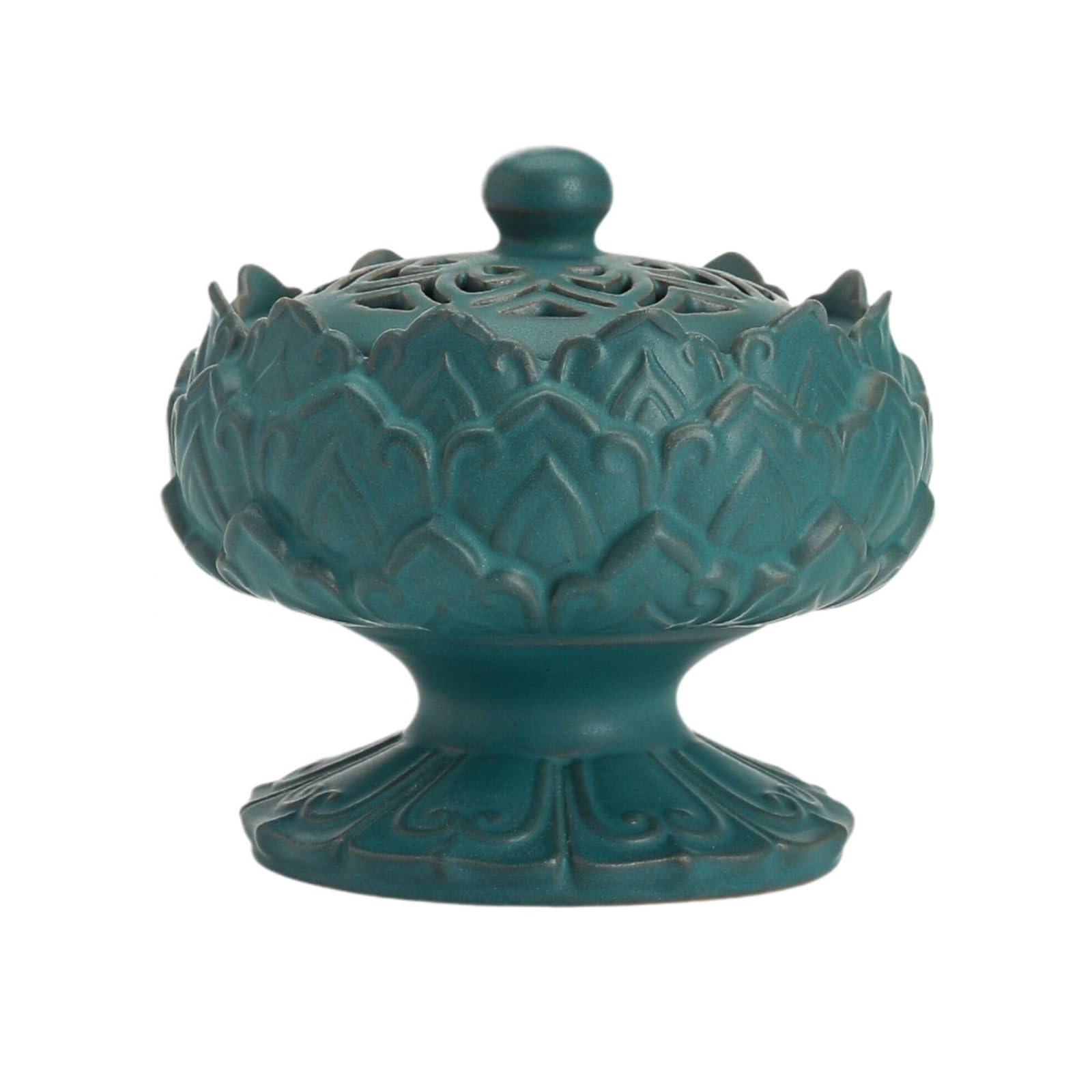 Porta Incenso Bruciatore Incenso Bruciatore di Incenso in Ceramica Ornamenti for Incenso Domestico in Legno di Sandalo Incenso Creativo di Loto Portaincenso per Famiglia(Grün)